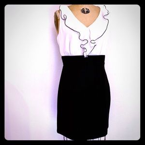 VTG Iz Byer Sleeveless Ruffle Black & White Dress / Size 7